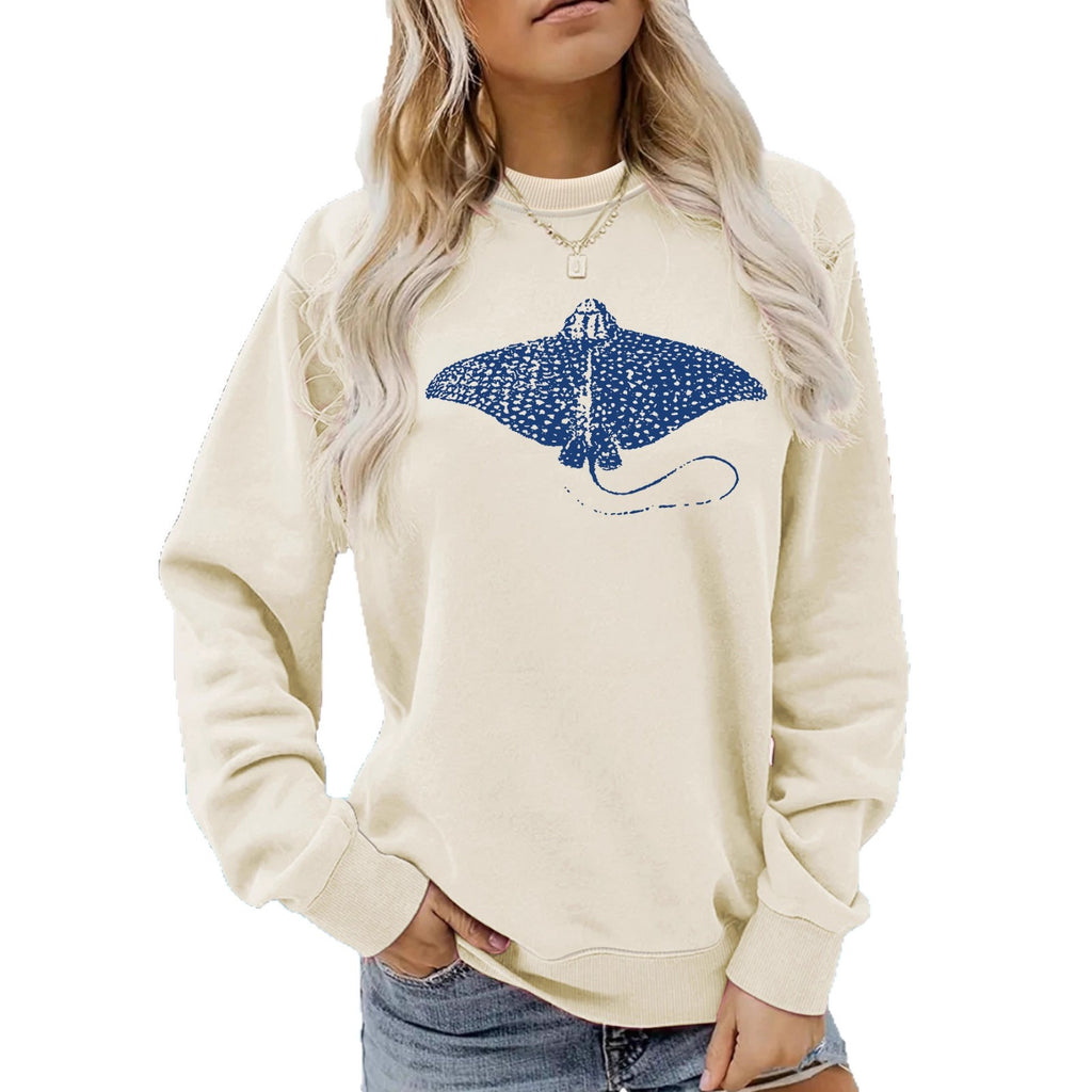 Hoodie women's ocean fish pattern print