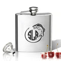 Hip Flask (8 oz) Personalized to your desire. Fish Monogram