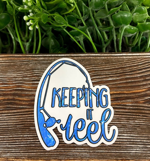 Keeping it Reel Fishing, Die Cut Vinyl Sticker, , Boho Fun, Water