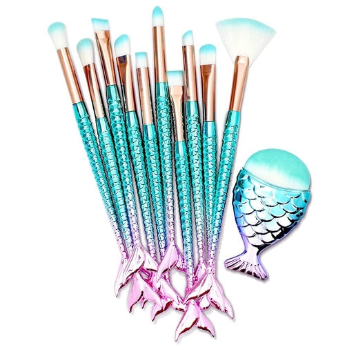 11PCS Fish Tail Handle Makeup Brush Set