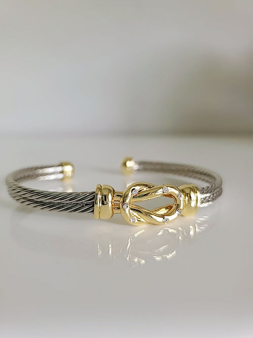 Reef Knot 18K Gold filled Silver cable bracelet